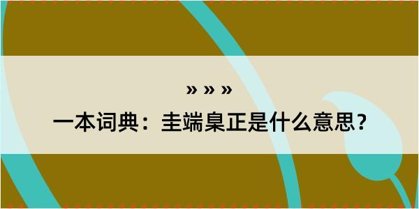 一本词典：圭端臬正是什么意思？