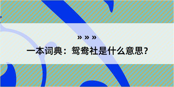 一本词典：鸳鸯社是什么意思？