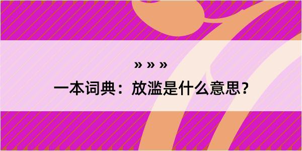 一本词典：放滥是什么意思？