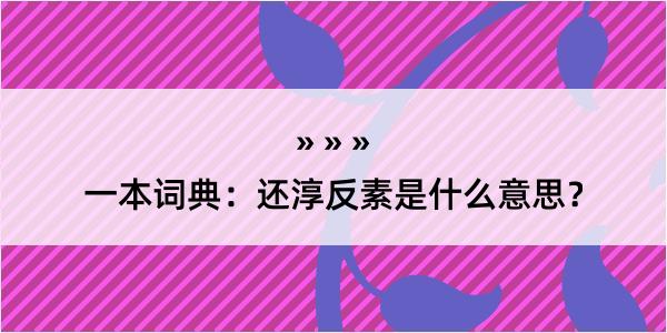 一本词典：还淳反素是什么意思？