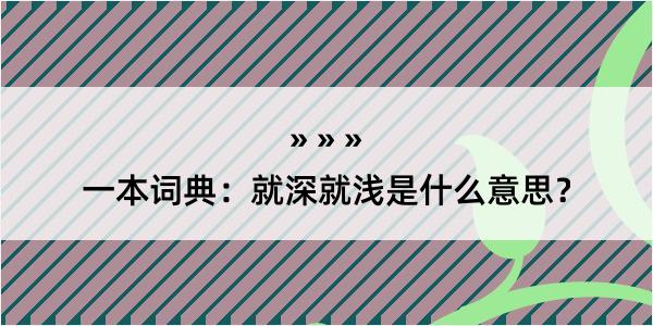 一本词典：就深就浅是什么意思？