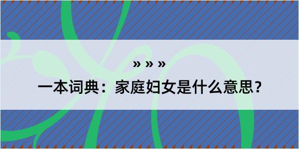 一本词典：家庭妇女是什么意思？