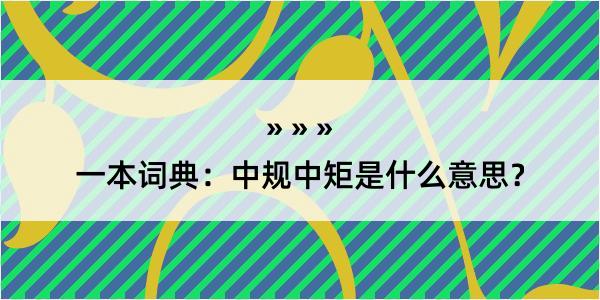 一本词典：中规中矩是什么意思？