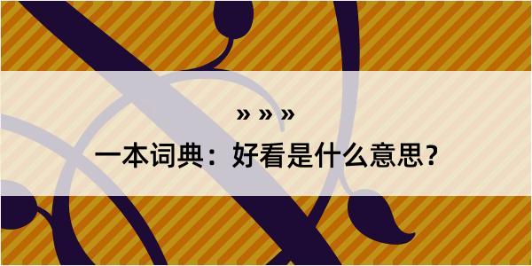 一本词典：好看是什么意思？