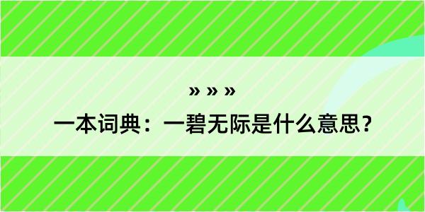 一本词典：一碧无际是什么意思？