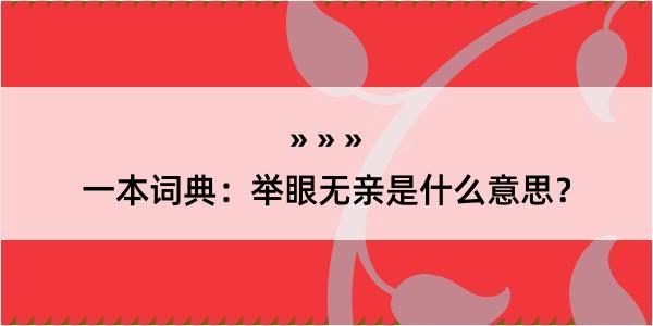 一本词典：举眼无亲是什么意思？