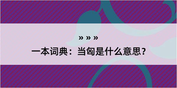 一本词典：当匈是什么意思？