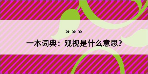 一本词典：观视是什么意思？