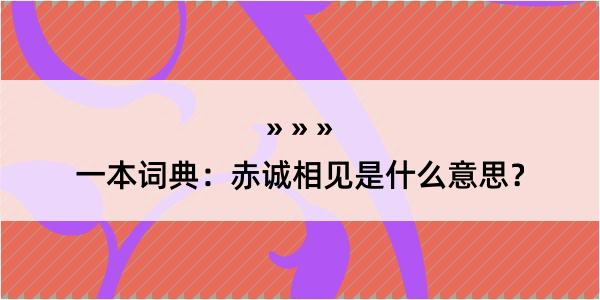 一本词典：赤诚相见是什么意思？