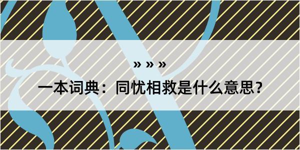 一本词典：同忧相救是什么意思？