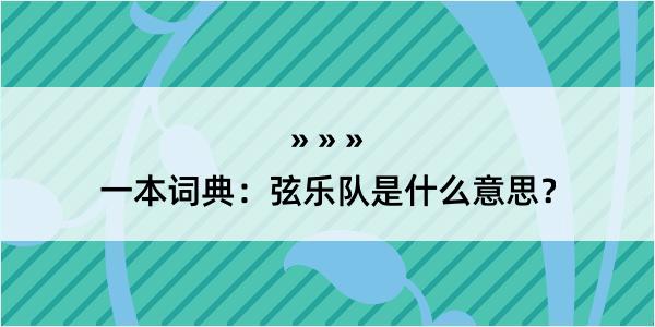 一本词典：弦乐队是什么意思？