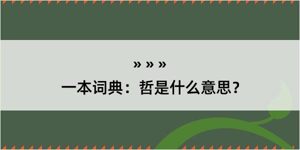 一本词典：哲是什么意思？