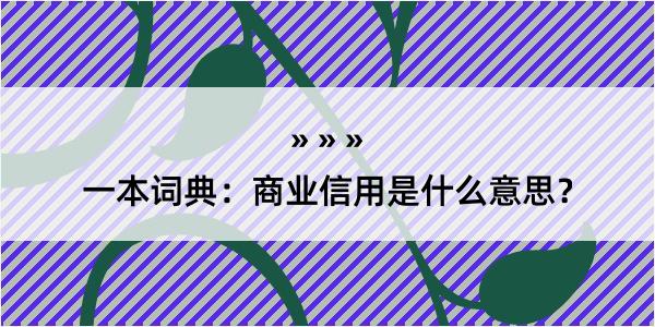 一本词典：商业信用是什么意思？