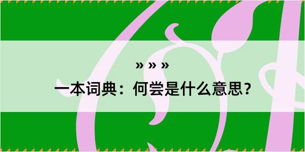 一本词典：何尝是什么意思？