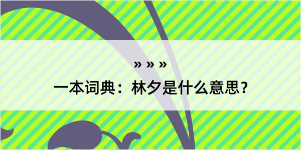 一本词典：林夕是什么意思？