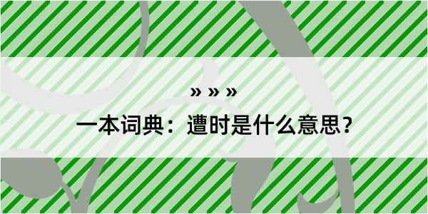 一本词典：遭时是什么意思？