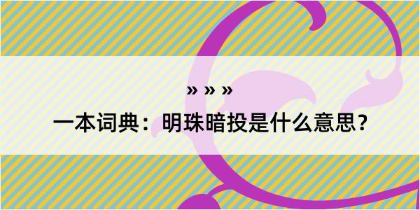 一本词典：明珠暗投是什么意思？