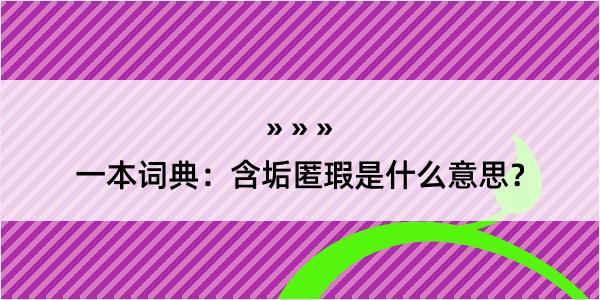 一本词典：含垢匿瑕是什么意思？