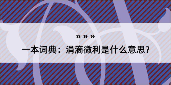 一本词典：涓滴微利是什么意思？