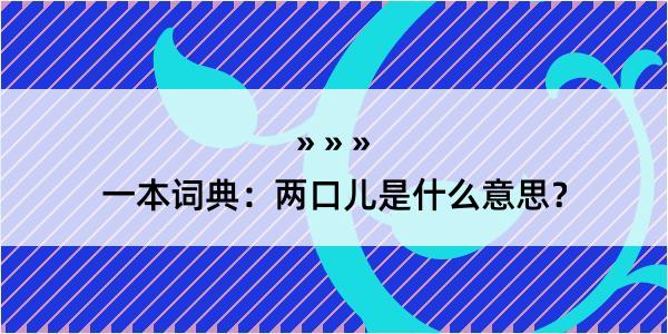 一本词典：两口儿是什么意思？