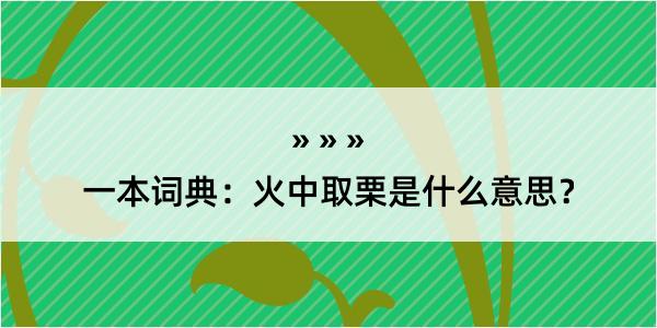 一本词典：火中取栗是什么意思？