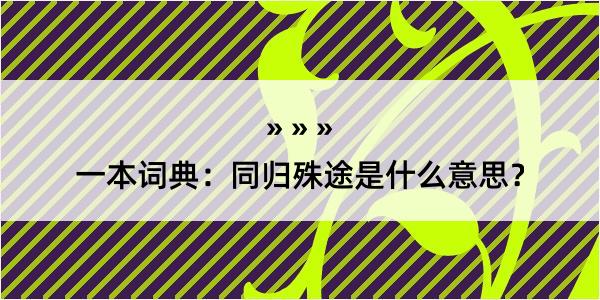 一本词典：同归殊途是什么意思？