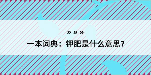 一本词典：钾肥是什么意思？