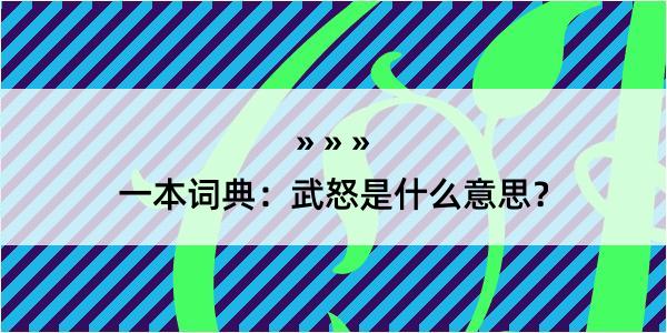 一本词典：武怒是什么意思？