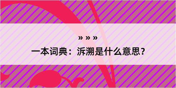 一本词典：泝溯是什么意思？