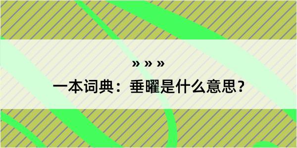 一本词典：垂曜是什么意思？