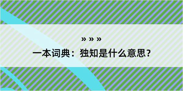 一本词典：独知是什么意思？