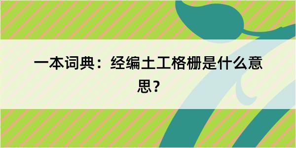 一本词典：经编土工格栅是什么意思？