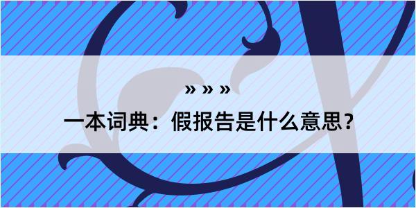 一本词典：假报告是什么意思？