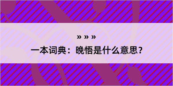 一本词典：晩悟是什么意思？