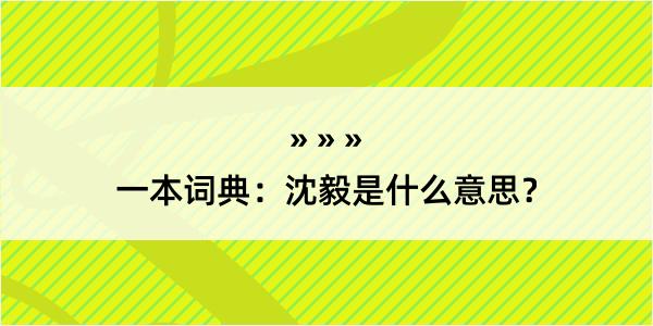 一本词典：沈毅是什么意思？