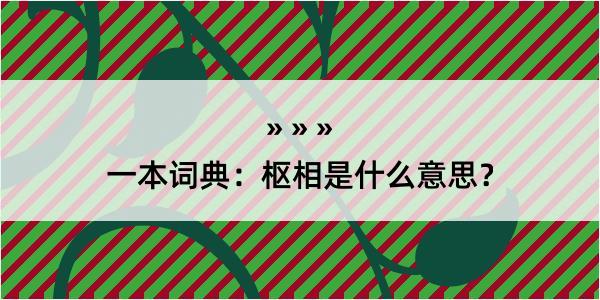 一本词典：枢相是什么意思？