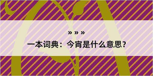 一本词典：今宵是什么意思？