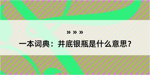 一本词典：井底银瓶是什么意思？