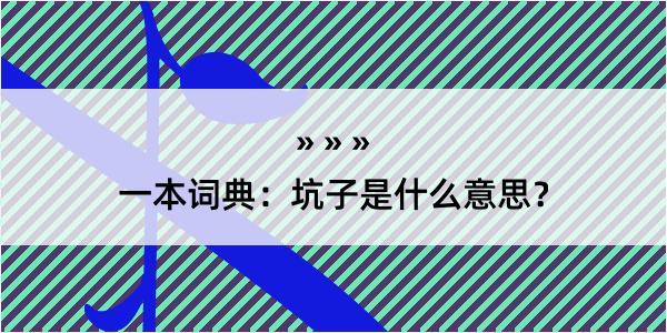 一本词典：坑子是什么意思？