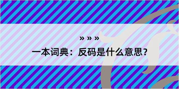 一本词典：反码是什么意思？