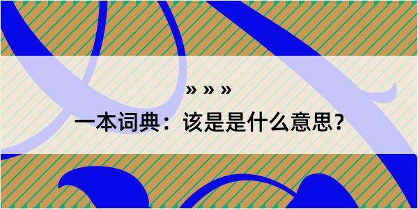 一本词典：该是是什么意思？