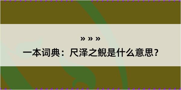 一本词典：尺泽之鲵是什么意思？