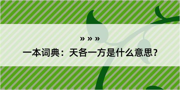 一本词典：天各一方是什么意思？