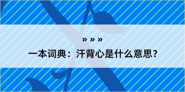 一本词典：汗背心是什么意思？