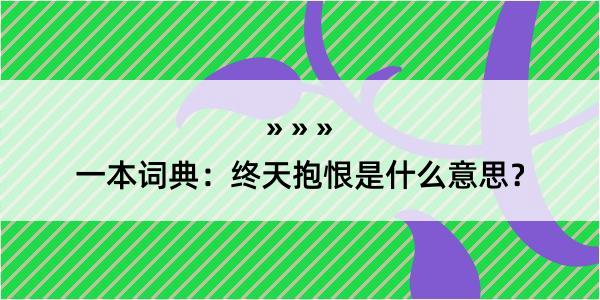 一本词典：终天抱恨是什么意思？