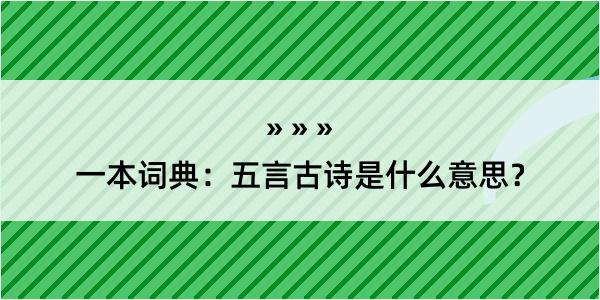 一本词典：五言古诗是什么意思？