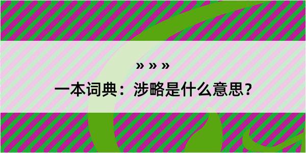 一本词典：涉略是什么意思？