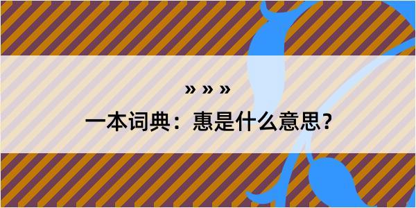 一本词典：惠是什么意思？