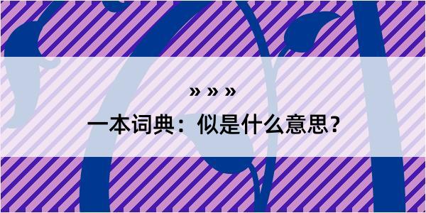 一本词典：似是什么意思？