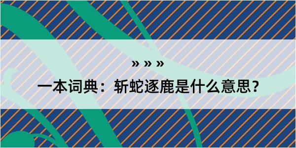 一本词典：斩蛇逐鹿是什么意思？